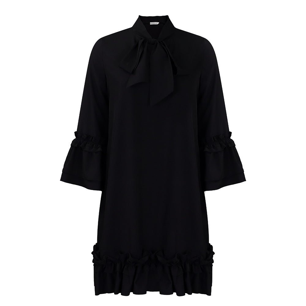 Madison | Women's Ruffle-Hem Bow-Neck Tunic Mini Dress 8