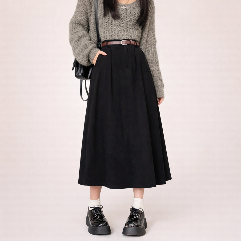 Mara | Black Midi Skirt – Comfortable, Pleated &amp; Versatile for Women 7