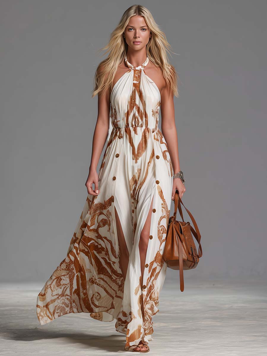 Mara | Elegant Brown Paisley Women's Maxi Dress – Perfect for Summer Events 3