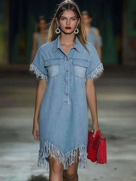 Mara | Relaxed Fit Women's Dress – Stylish Collared Fringe Mini for Summer 3