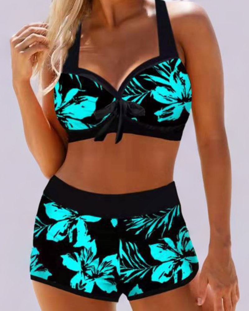 Marina | Elegant swimsuit with floral print and high waist 0
