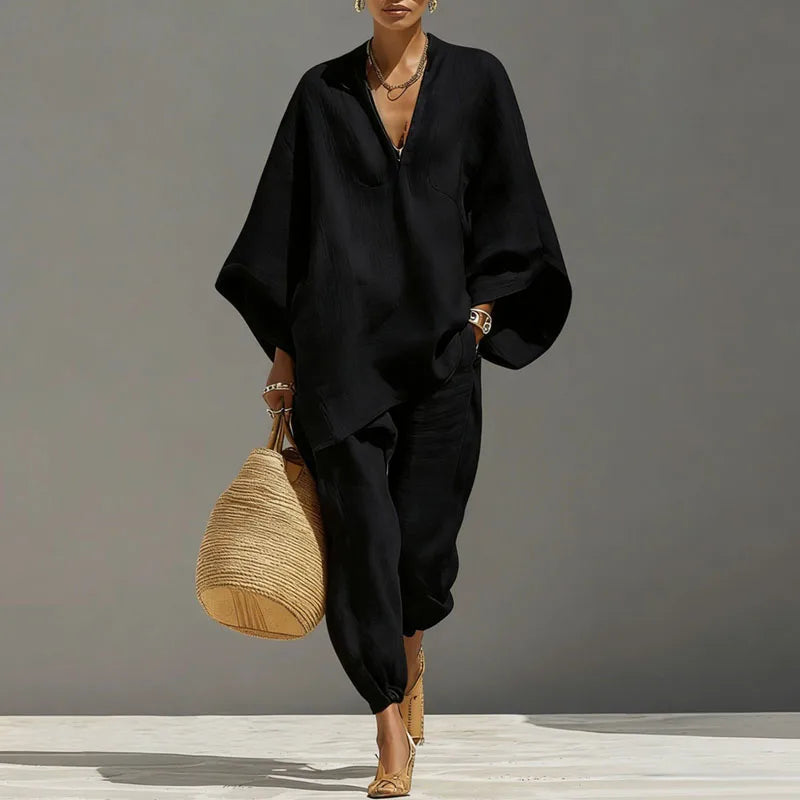 Marlowe | Elegant Women's Batwing Sleeve Loungewear Two Piece Set 5