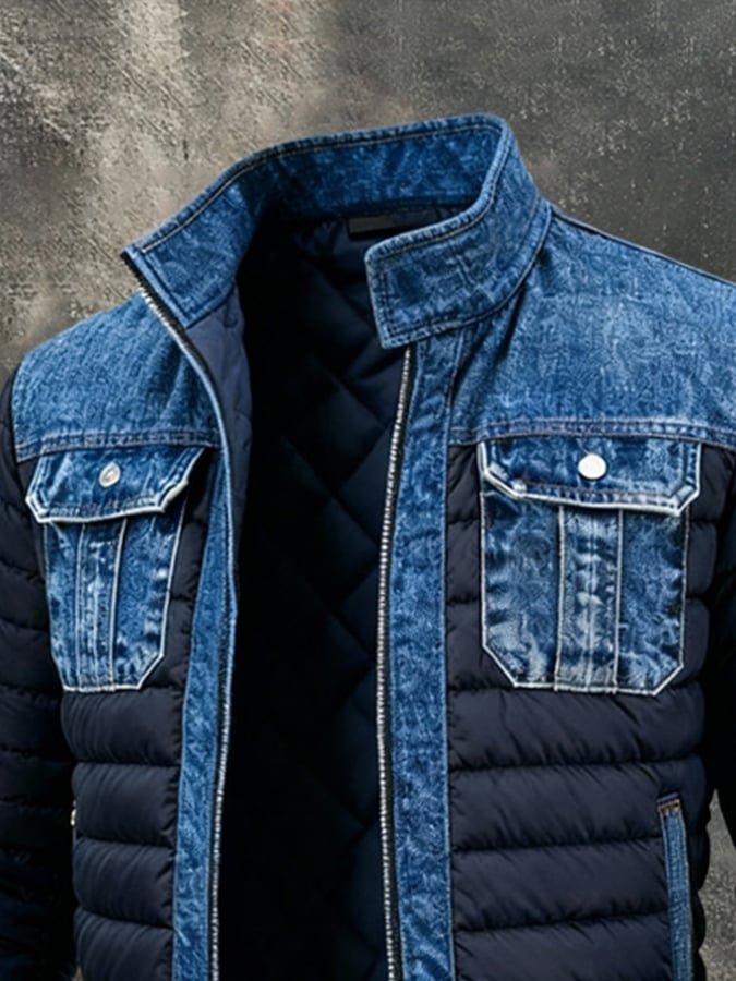 Mason | Stylish, Warm & Casual Men's Puffer Jacket - Denim Design 2