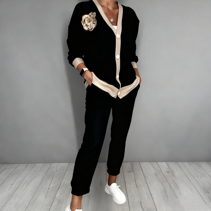 Maven | Elegant Two-Piece Cardigan Set – Soft, Floral Accents &amp; Comfortable Fit 1