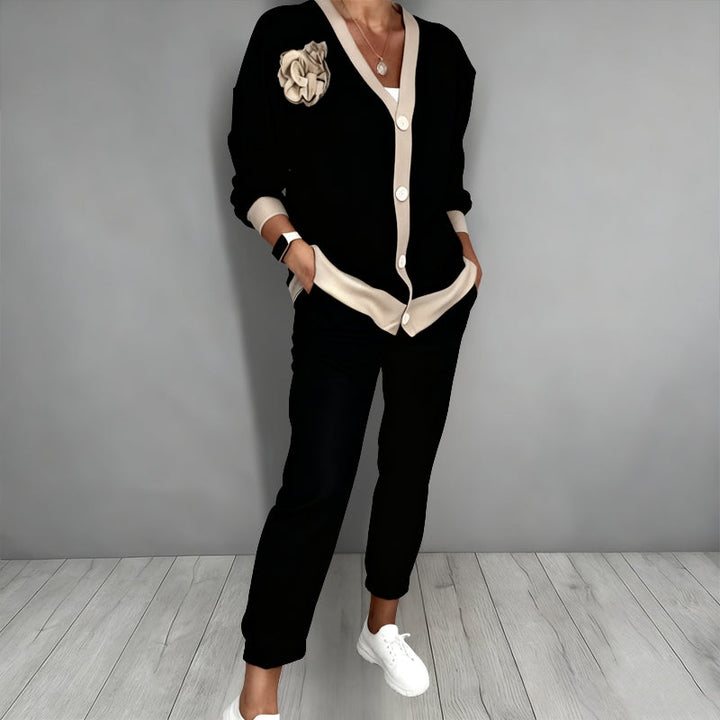 Maven | Elegant Two-Piece Cardigan Set – Soft, Floral Accents &amp; Comfortable Fit 1