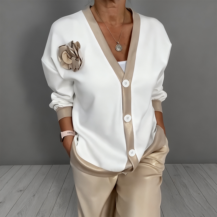 Maven | Elegant Two-Piece Cardigan Set – Soft, Floral Accents &amp; Comfortable Fit 5