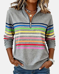 Iris | Vibrant Striped Quarter Zip Women's Sweatshirt