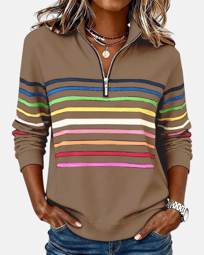 Maven | Vibrant Striped Quarter Zip Women's Sweatshirt – Soft, Relaxed Fit & Casual Style 4