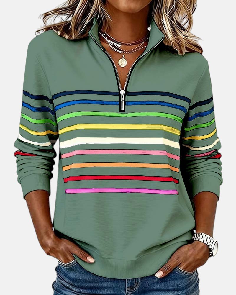 Maven | Vibrant Striped Quarter Zip Women's Sweatshirt – Soft, Relaxed Fit & Casual Style 5