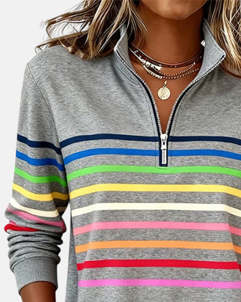 Maven | Vibrant Striped Quarter Zip Women's Sweatshirt – Soft, Relaxed Fit & Casual Style 6