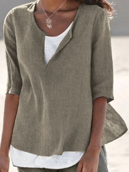 Maya | Breezy, Relaxed & Stylish Plus Size Tops – Women’s 3/4 Sleeve Blouse for Summer 0