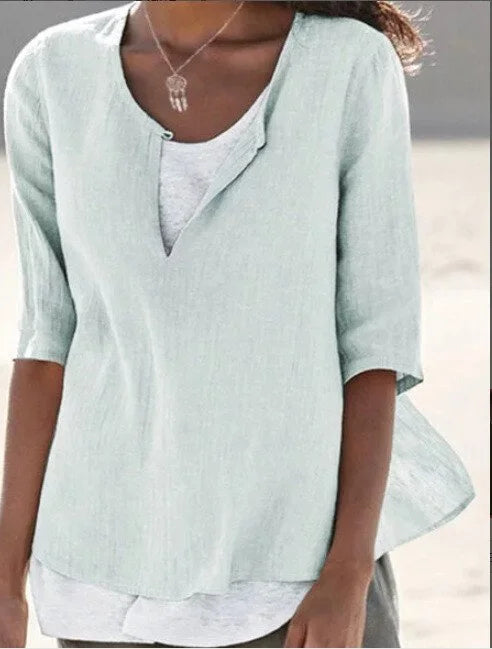 Maya | Breezy, Relaxed & Stylish Plus Size Tops – Women’s 3/4 Sleeve Blouse for Summer 4