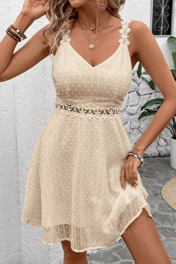 Mia | Women's Floral Lace-Waist Spaghetti Strap Mini Cocktail Dress 1