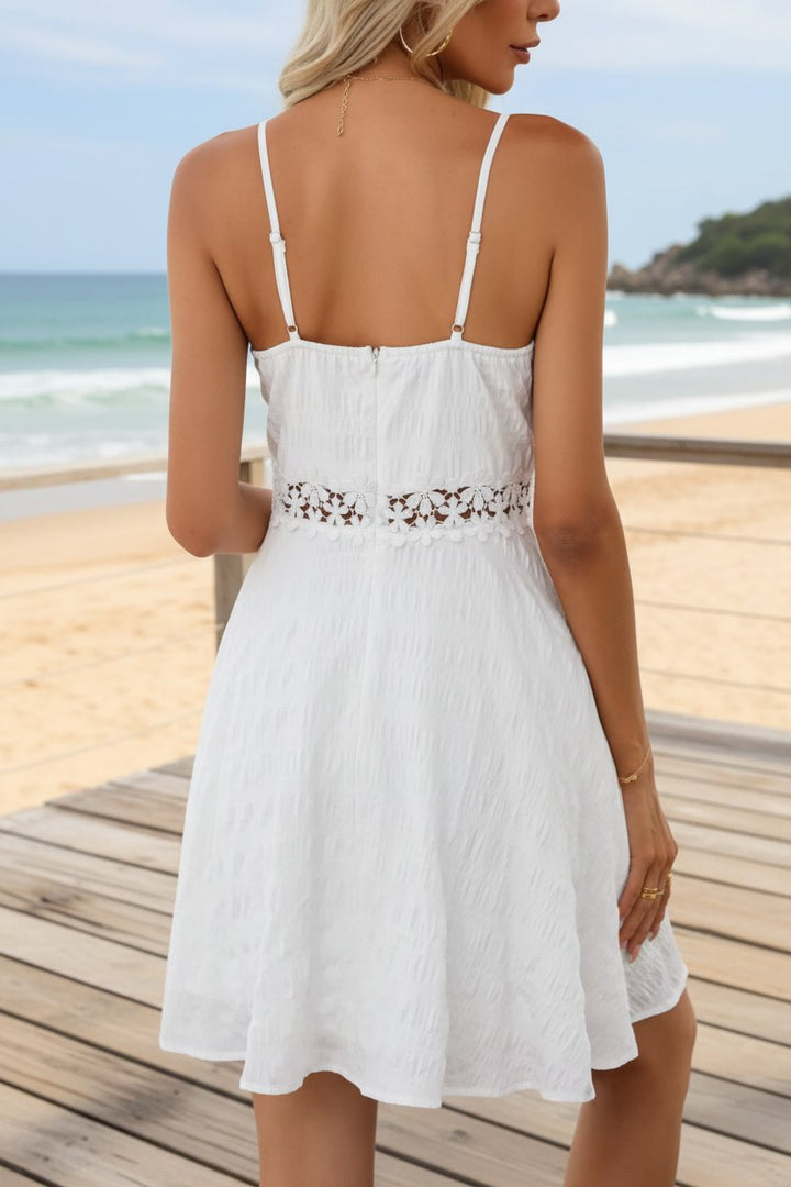 Mia | Women's Floral Lace-Waist Spaghetti Strap Mini Cocktail Dress 4