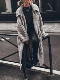 Zara | Oversized Grobstrick-Longline-Cardigan mit Rippenmuster
