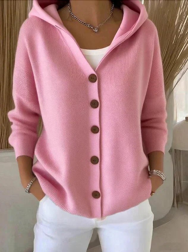 Mia | Women's Relaxed-Fit Hooded Button-Front Knit Cardigan 0