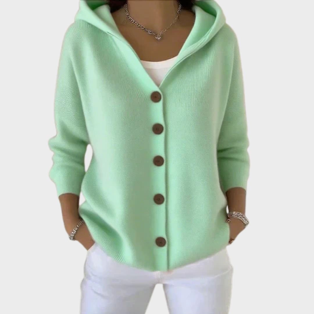 Mia | Women's Relaxed-Fit Hooded Button-Front Knit Cardigan 2