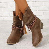 Franziska | Braided Tassel Water-Resistant Western Boots