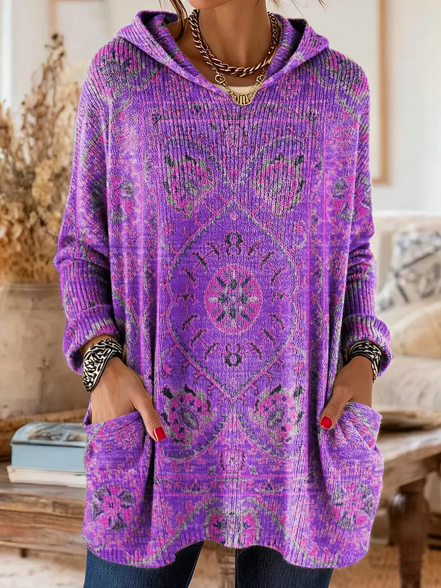 Mira | Cozy Hooded Women's Tunic Top with Ethnic Print 10