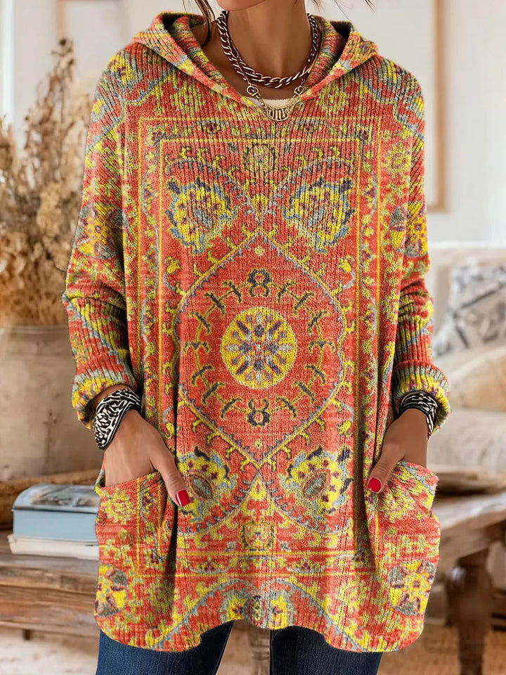 Mira | Cozy Hooded Women's Tunic Top with Ethnic Print 2