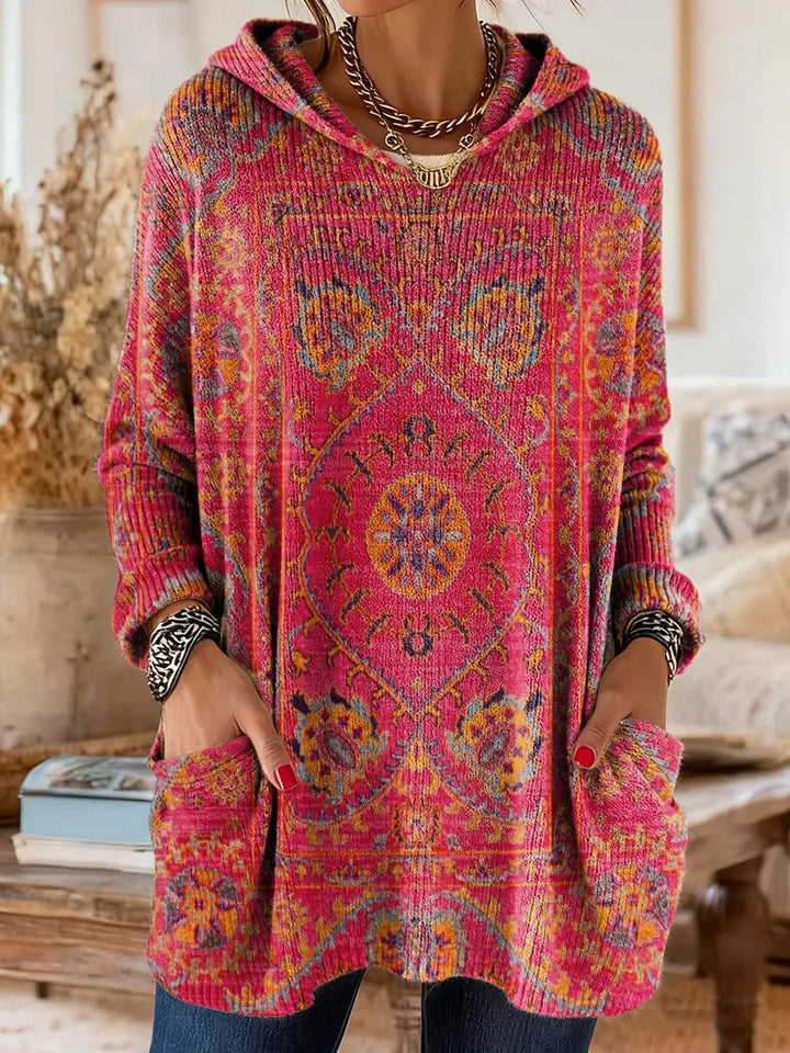 Mira | Cozy Hooded Women's Tunic Top with Ethnic Print 7