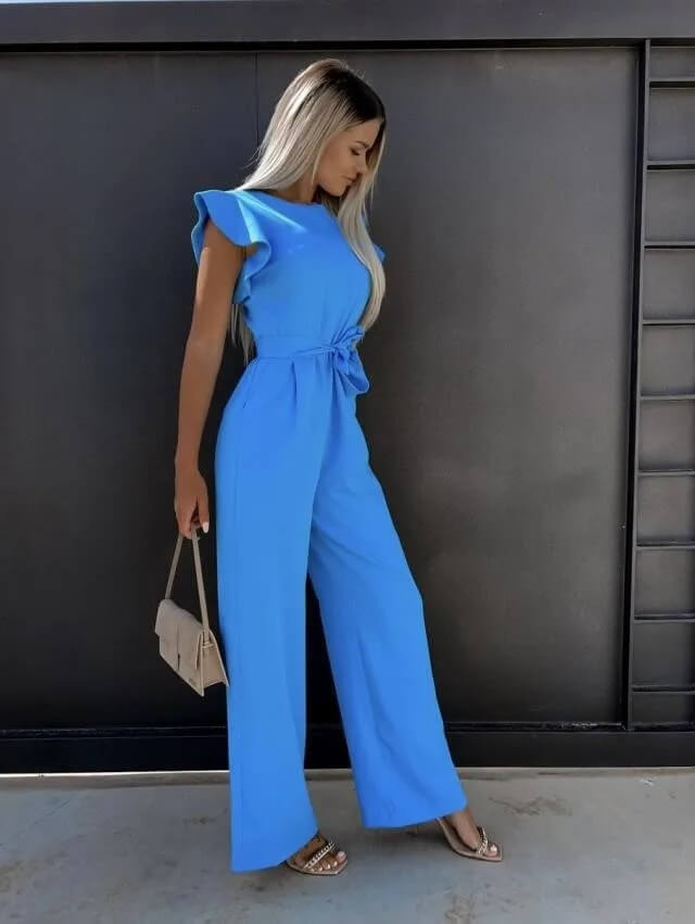 Mira | Elegant & Comfortable Women's Wide Leg Jumpsuit - Flutter Sleeve Design 9
