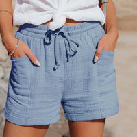 Isla | Airy Linen-Feel Summer Shorts with Lace Accents