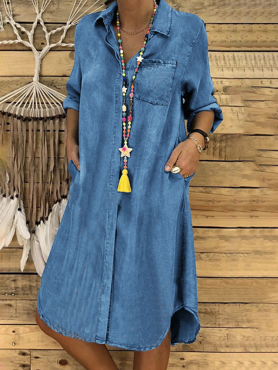 Mira | Relaxed Fit Women's Dress - Casual Denim Shirt Dress 1