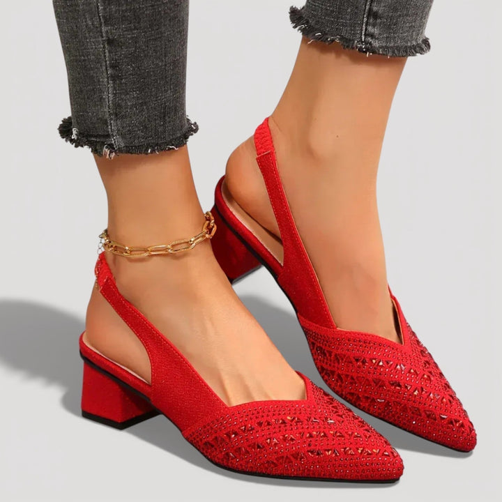 Mirella | Elegant Black Slingback Heels with Subtle Sparkle for Chic Style 2