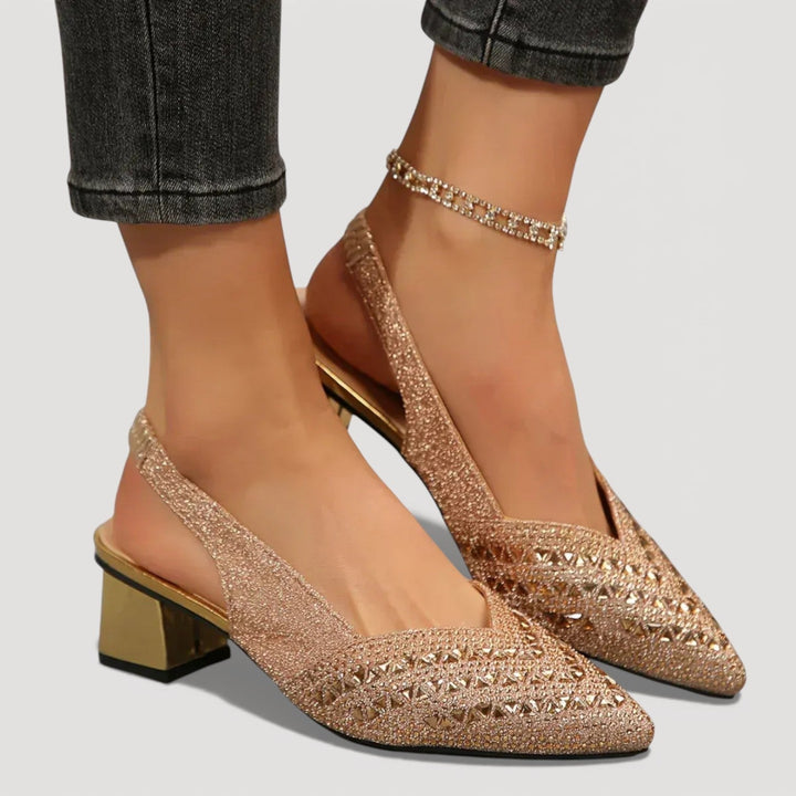 Mirella | Elegant Black Slingback Heels with Subtle Sparkle for Chic Style 3