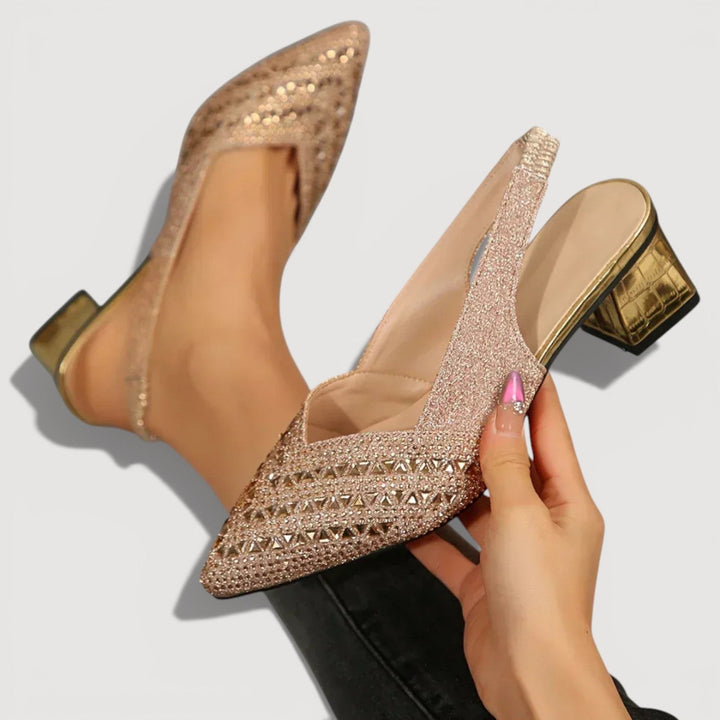 Mirella | Elegant Black Slingback Heels with Subtle Sparkle for Chic Style 5