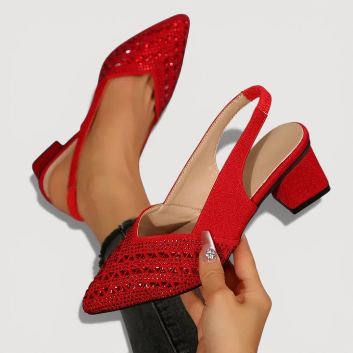 Mirella | Elegant Black Slingback Heels with Subtle Sparkle for Chic Style 6