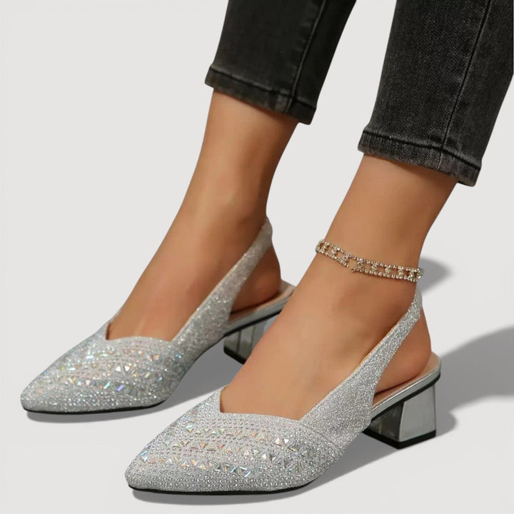 Mirella | Elegant Black Slingback Heels with Subtle Sparkle for Chic Style 8