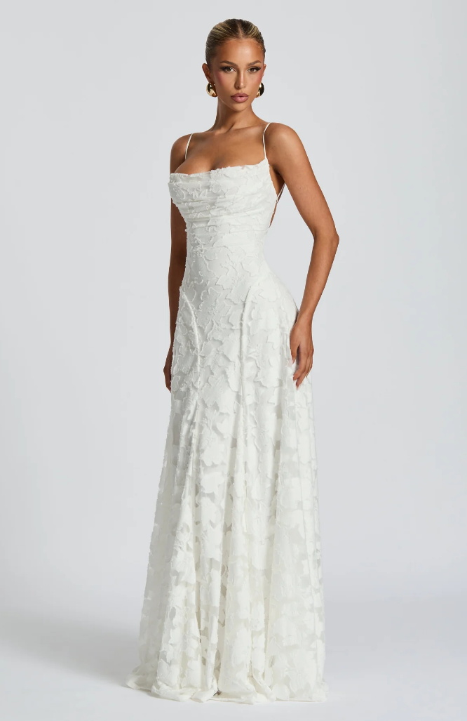 Mirella | Elegant Lace White Maxi Dress 3