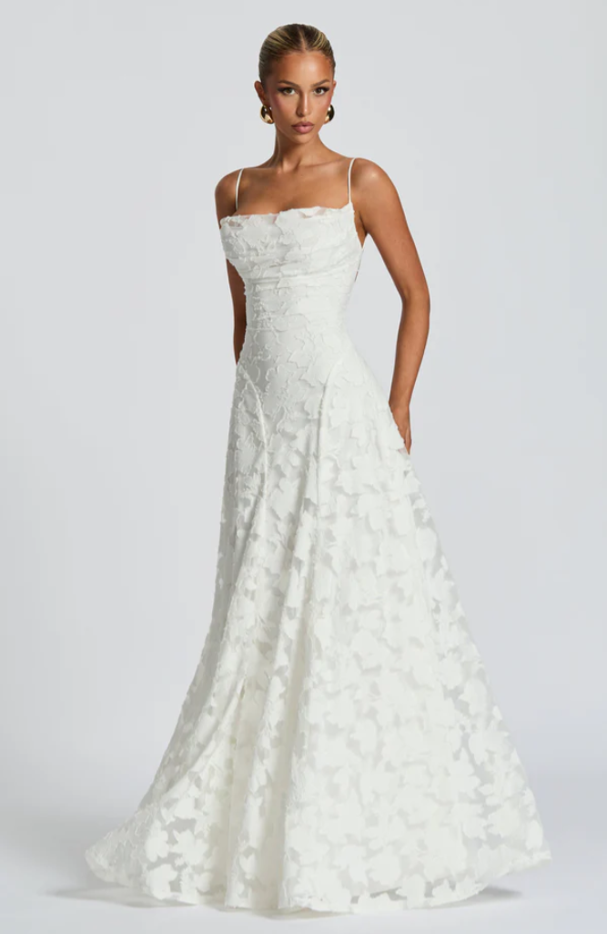 Mirella | Elegant Lace White Maxi Dress 4