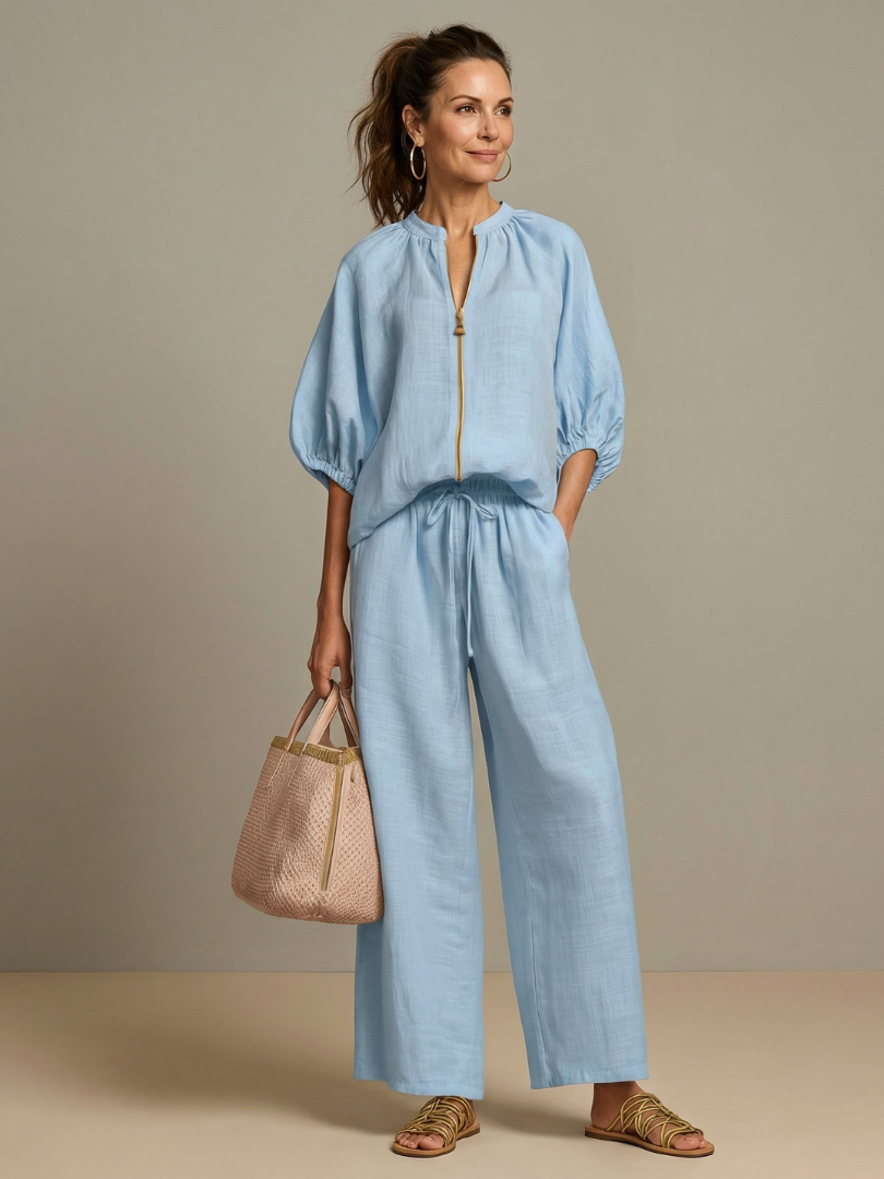 Nadia | Elegant Two Piece Set – Chic Blouse & Wide-Leg Trousers for Stylish Everyday Wear 0
