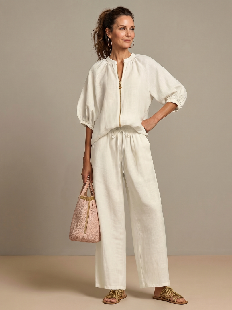 Nadia | Elegant Two Piece Set – Chic Blouse & Wide-Leg Trousers for Stylish Everyday Wear 8
