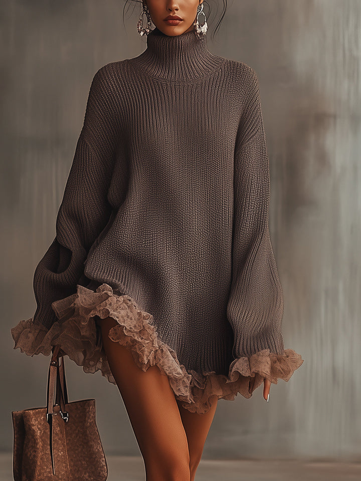 Nina | Elegant, Warm &amp; Oversized Ruffled Knit Dress 0
