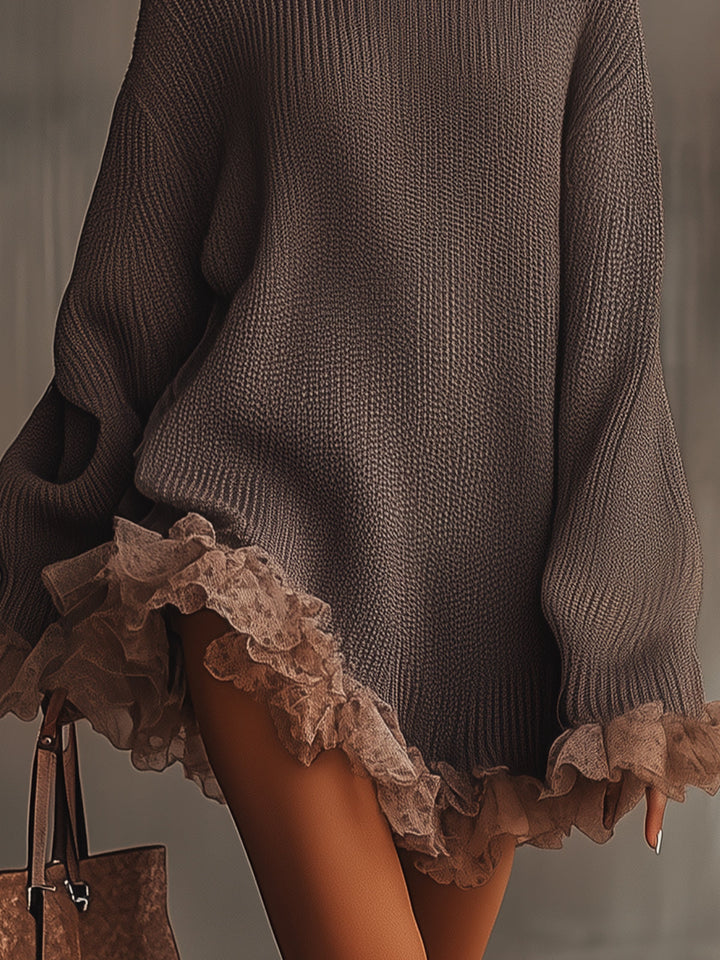 Nina | Elegant, Warm &amp; Oversized Ruffled Knit Dress 1