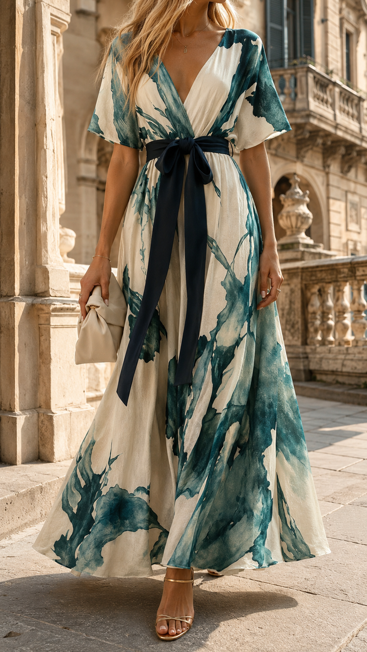 Nivara | Elegant Floral Maxi Dress – Artistic Wrap Style for Women 0