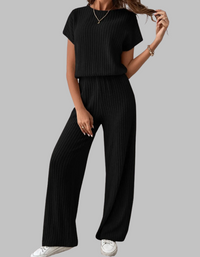 Barbara | Ribbed Two-Piece Wide-Leg Set