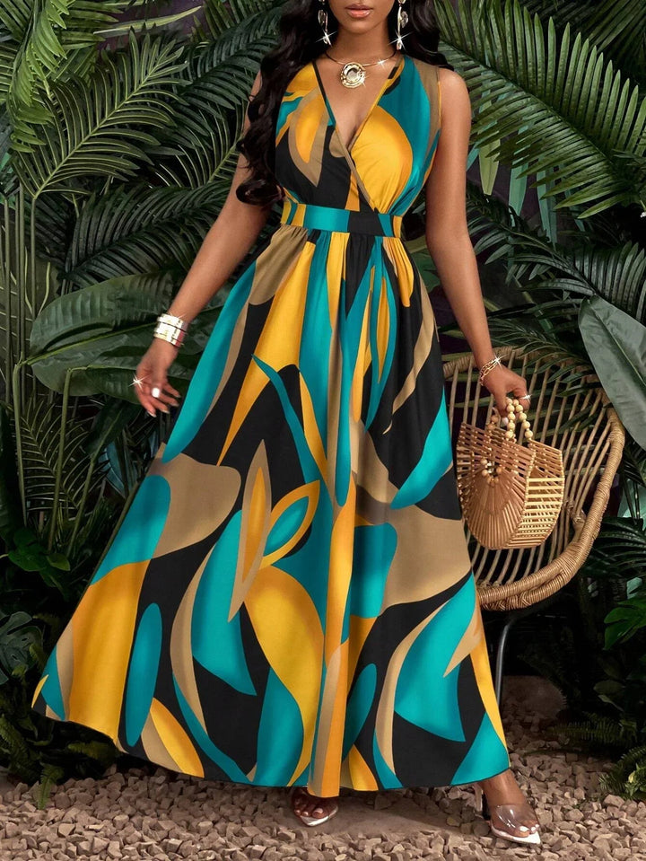 Nora | Elegant Abstract Print Sleeveless Maxi Dress for Women – Flattering Fit &amp; Lightweight Long Dress 2