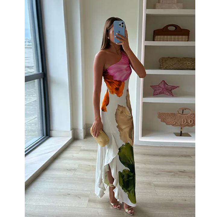 Nora | Elegant Floral Print One Shoulder Maxi Dress – Perfect for Wedding Guest & Summer Cocktail Events 3
