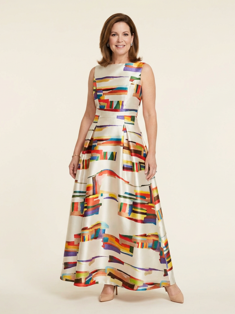 Serena | Sleeveless Round-Neck Pleated Maxi Dress