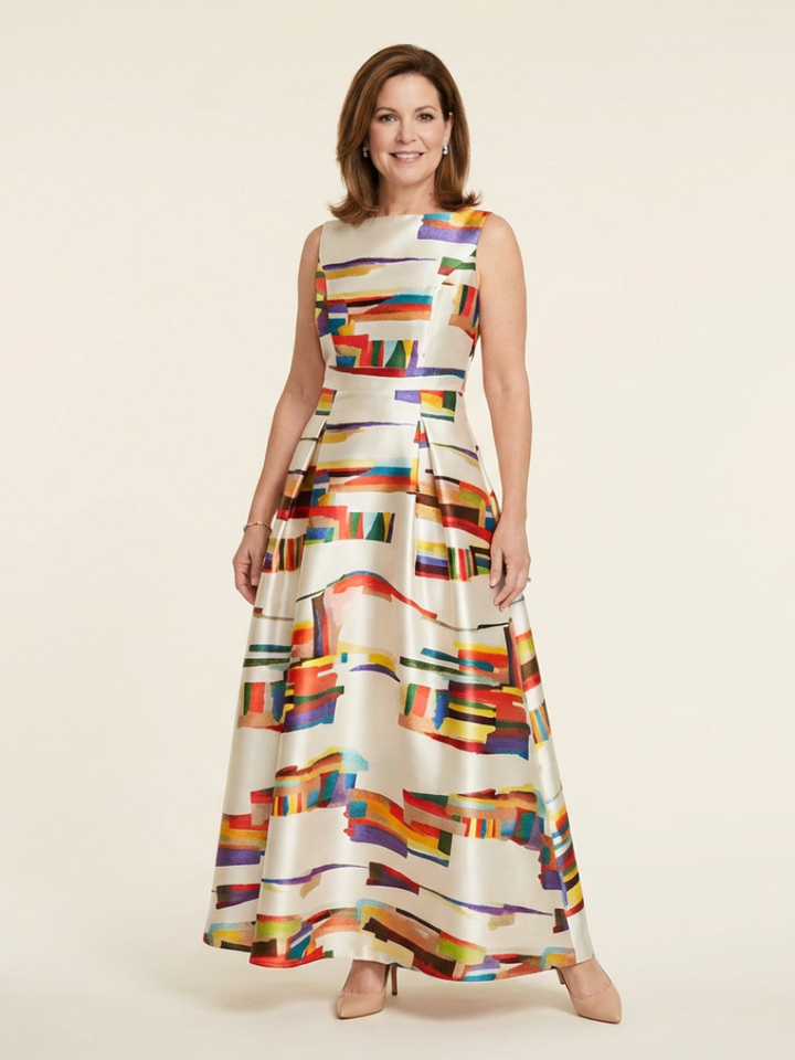 Serena | Sleeveless Round-Neck Pleated Maxi Dress