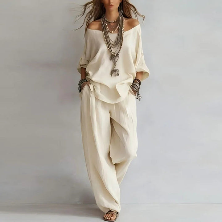 Octavia | Elegant Off Shoulder Two Piece Set – Wide Leg Women’s Co-Ord Set 4