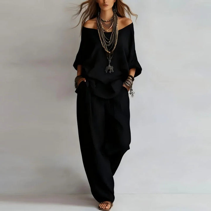 Octavia | Elegant Off Shoulder Two Piece Set – Wide Leg Women’s Co-Ord Set 5