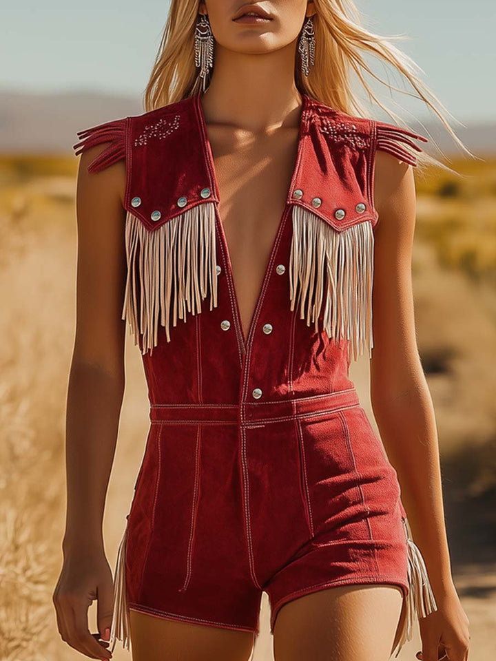 Octavia | Elegant Sleeveless Women's Jumpsuit with Fringe Details 0