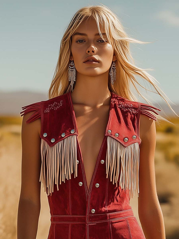 Octavia | Elegant Sleeveless Women's Jumpsuit with Fringe Details 4