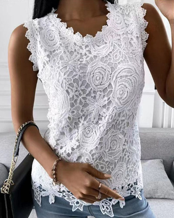 Octavia | Elegant & Feminine Women’s Sleeveless Lace Tank Top 0